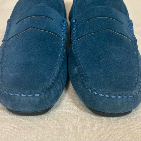 Hevias Navigator Slip-On Suede Driving Loafers Shoes-Blue-Men Size 9.5 D